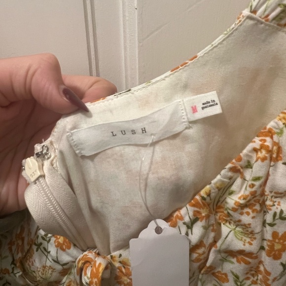 NWT LUSH mini yellow floral dress, size M - Picture 6 of 7